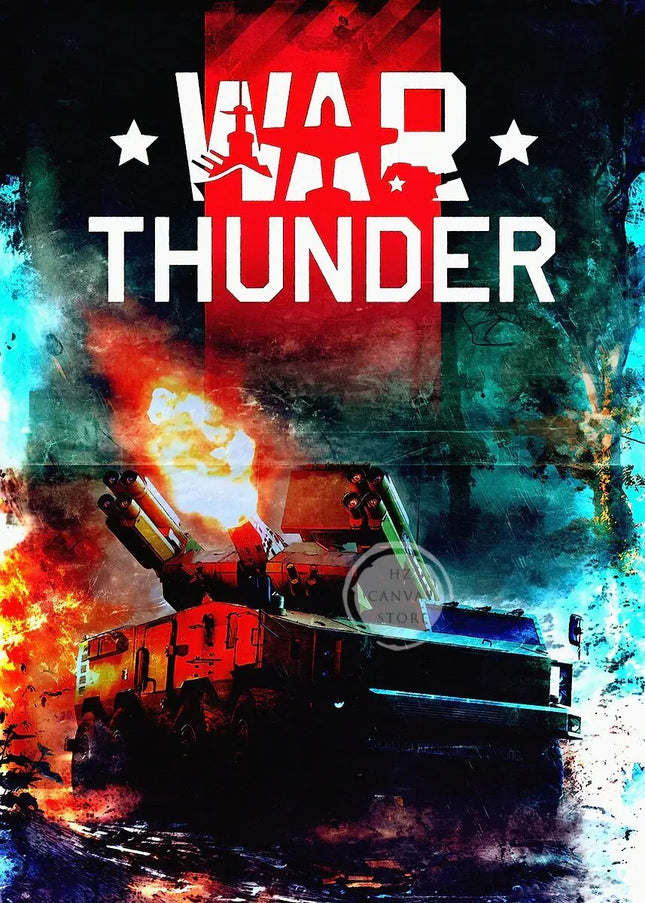 War T-Thunder Jet Combat Game Poster Vintage Military Aircraft Canvas Art Print Gaming Wall Decor for Living Room Game Room Gift