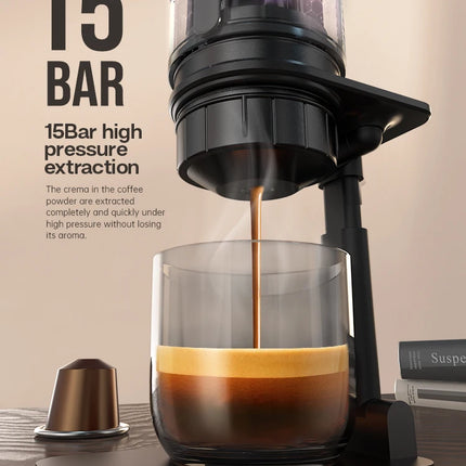 HiBREW Portable Coffee Machine Expresso Coffee Maker Fit Nexpresso Capsule Coffee Powder for Car Camping & Home Heat Water H4A