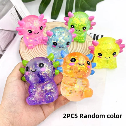 Axolotl Stress Balls Squishy Sensory Fidget Toys Stress Relief Malt Sugar Ball Cute Animal Squeeze Toys for Kids Birthday Gift