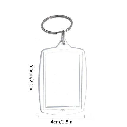 1/100pcs Blank Acrylic Picture Keychain DIY Clear Insert Photo Split Key Ring Frame Key Chains Anniversary Graduation Gift