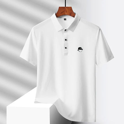 Summer Ice Silk Short Sleeve Men's Golf Brand new Polo Shirt Fashion Printed Top Comfortable Breathable Casual Business T-shirt