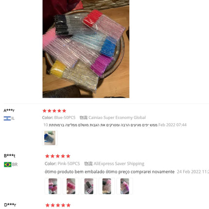 Lanjinglin 50/100Pcs Makeup Eyelash Brushes Crystal Eyebrow brush Diamond Handle Mascara Wand Applicator Lashes Extension Tools