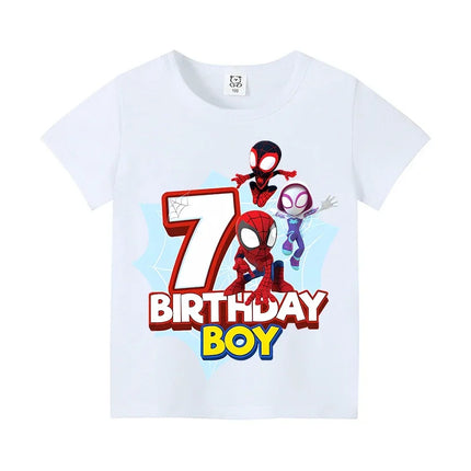 Marvel Spider-Man Digital Print Summer Boys Girls T-Shirt Suitable Street Wear 100% Cotton Breathable Soft Short-Sleeved Top