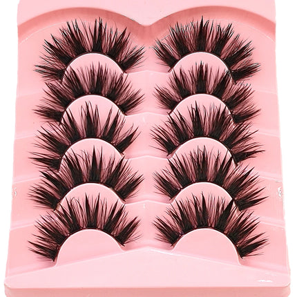 New 5 Pairs Wet False Eyelashes Naturally Wear False Eyelashes Everyday Sharp Tail Thick Simulation Cross Makeup Lashes