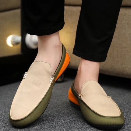 2025 Spring/Autumn New Arrivals: Fashionable Men's Shoes Large Colour Block Patchwork Loafers Versatile Stylish  Student Shoes