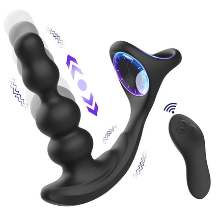 Thrusting Anal Plug Vibrator Wireless Control Prostate Massager Butt Plug Vibrating Suction Cup Dildo Adult Sex Toys for Men
