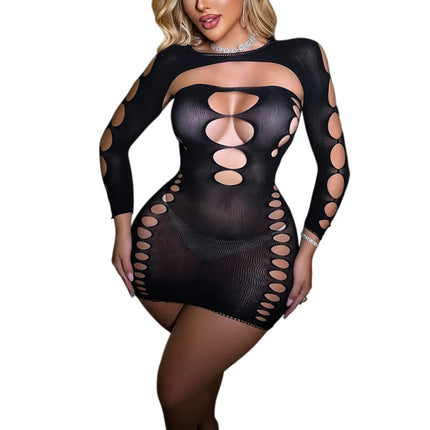 Hot Women's Plus Size Open Crotch Lingerie Bodysuit Sheer Fishnet Stockings Mesh Tights For Seductive Evening Wear bodysuit