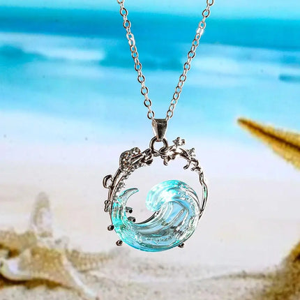 1/3PCS Ocean's Oath Wave Decorative Ring Necklace Earrings Jewelry Set For Women Gift Fashion Sky Blue Decoration Jewelry Gift