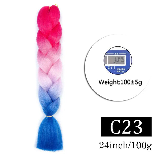 Synthetic Jumbo Braiding Hair Extensions for Kids Colored Braiding Hair High Temperature Fiber Crochet Hair for Women Girls Box