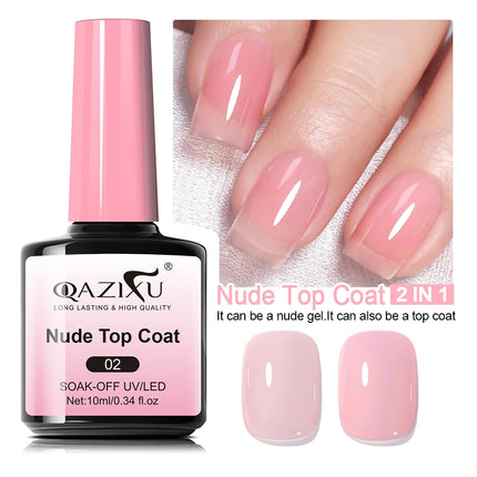 10ml Soak Off Nude Pink Top Coat for Nails UV Gel Polish Semi Permanent Functional Manicure Top Coat Nail Art Design Tool