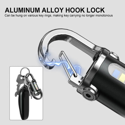 Mini TYPE-C Rechargeable LED Flashlight Keychain Portable Waterproof Camping Pocket Light Keyring Hanging Lamp Outdoor Tool