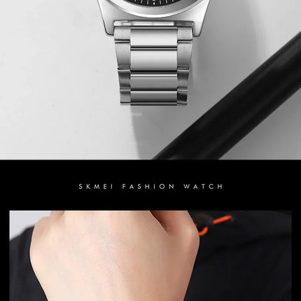 SKMEI 2120 Digital Quartz Watch for Men Waterproof Sport Dual Display Stainless Steel Mens Wristwatches Alarm Clock Reloj Hombre