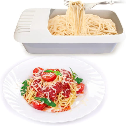 Pasta Box Plastic Reusable Spaghetti Vegetable Steamer Microwave Noodles Pasta Cooker With Strainer Kitchen Accessories
