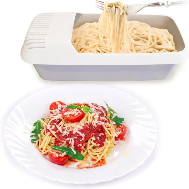 Pasta Box Plastic Reusable Spaghetti Vegetable Steamer Microwave Noodles Pasta Cooker With Strainer Kitchen Accessories