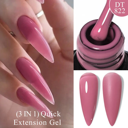 MEET ACROSS 7ml Rubber Base Gel Glitter Nude Pink White 2 In 1 Gel Nail Polish Nail Art Varnish For Nails Winter Autumn Manicure
