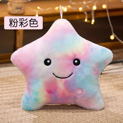 LED Light Star Plush Toy Soft Stuffed Star Pillow Doll Glowing Plush Baby Kid Toys Birthday Gift Home Deco