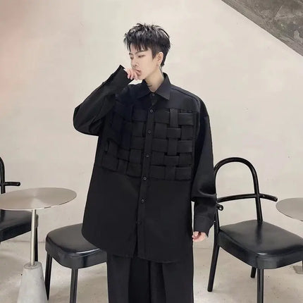 Loose Long Sleeve Men's Shirt Designer Dark Casual Fashion Stylist Cool Handsome Style Street Trend Polyester Fiber Adult Male