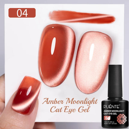 7.5ML Amber Moonlight Cat Magnetic Gel High Glossy Luxury Coffee Series Cat Eye Gel Soak Off UV Semi-Permanent Nail Art Varnish