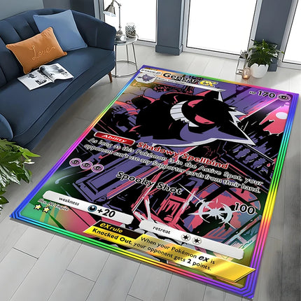 Potdemiel Pokemon Cards Gengar Area Rugs Carpet For Living Room Home Decoration Children's Crawling Living Room Game Floor Mat