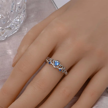 Rings For Women 100% 925 Sterling Silver Pink Heart Crown Star Moon Snowflake Zircon Rings Fashion Engagement Wedding Jewelry