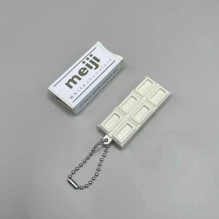 **-**Hot Japanese Style Simulated Meiji Chocolate Fidget Toy Bendable Snap Stress Relief Keychain Pendant Creative Gift S