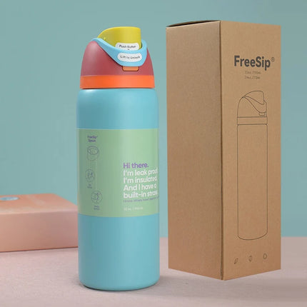 New Iced Bottle Water Bottle Stainless Steel Thermos Cup Cold Straw Iced Coffee Mug Sports Kidsren's Water Cup 24Oz