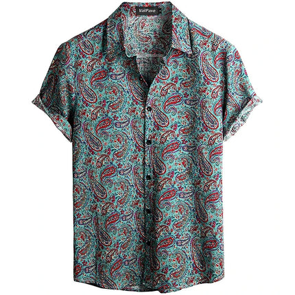 Mens Casual Hawaiian Floral Shirts 3D Full Print Short Sleeve Button Down Tropical Beach Shirts for Men Camisa Manga Masculina