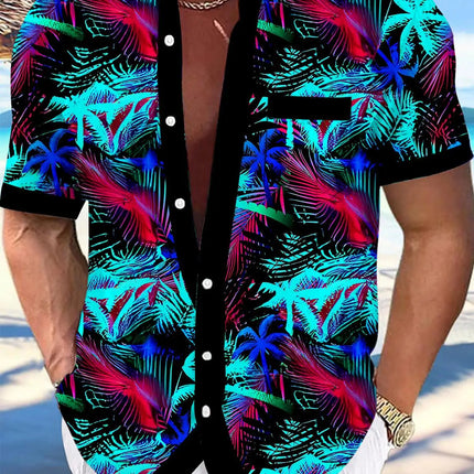 New Hawaii Spring/Summer Fashion Leisure Street Walk Tourist Beach Printed Full Open Short Sleeve Button Shirt, Quick Shipping