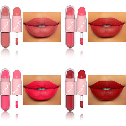 Halloween Lip Gloss Set, 3-Piece Non-Stick Shiny Lipstick, Glittery Purple and Black Lip Colors, Long-Lasting, Non-Transfer