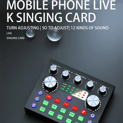 Live Sound Card Studio Record Soundcard Bluetooth Microphone Mixer Voice Changer Live Streaming Sound Mixer Podcast Karaoke Home