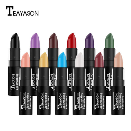 Matte Nude Lipsticks 12 Colors Waterproof Long Lasting Non-stick Cup Lip Glaze Sexy Vampire Red Black Lipstick Pigment Cosmetics