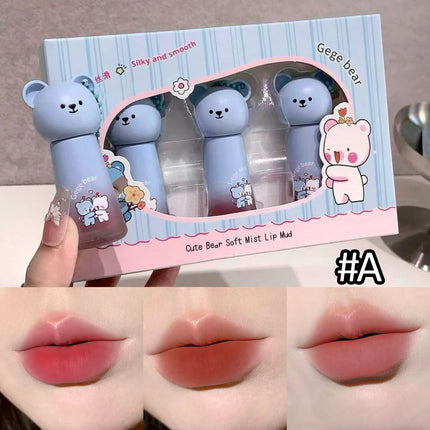 Gege bear Cute Cat Lip Gloss - Moisturizing Smooth and Long-lasting Lip Glaze - 4 Shades Easy to Apply Holiday Gifts