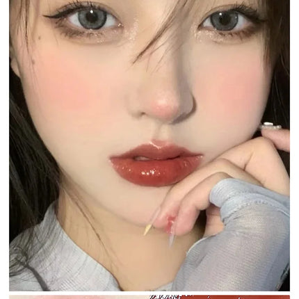 Cute Cat Fun Mirror Lip Glaze Set 6 Colors Highly Pigmented Lip Stain Hydrating Glossy Lip Makeup Perfect Gift