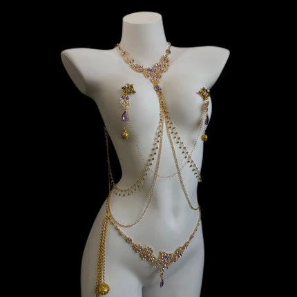 Amethyst Tassel Nipple Clamps Sensual Bondage Rings Detachable Bell Waist Chain SM Erotic Accessories Adult Sex Toys 가슴 자위