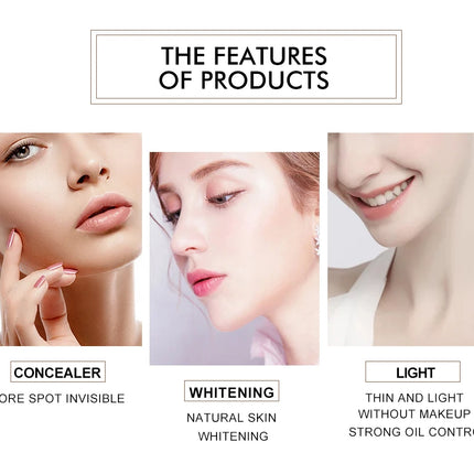 Natural Finish Liquid Foundation Full Coverage Makeup Base Oil Free BB Cream Long Lasting Face Concealer Cosmetics