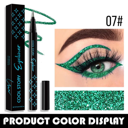 Waterproof Glitter Eyeliner Pen Eye Shadow Stick Long-Lasting Quickly Dry Diamond Shining 9-color Liquid Eyeliner Big Eye Makeup
