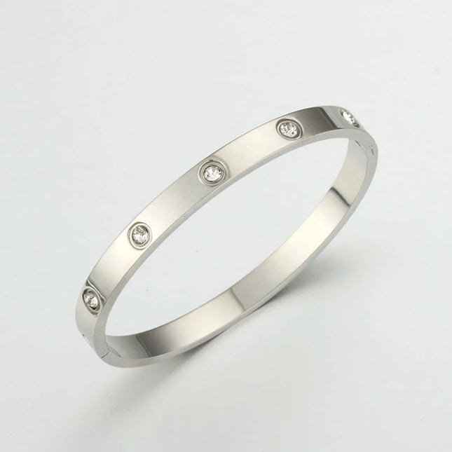 Men's Fashion Sparkling Bangle Bracelet Gold Love Bracelet Light Luxury Ins Hand Jewelry Gift for Women Men