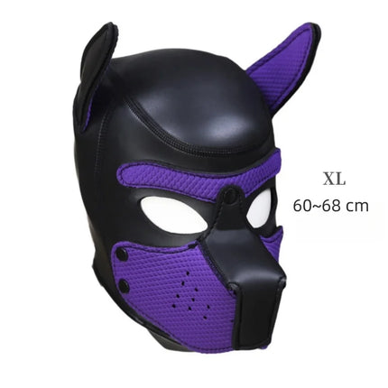BDSM Leather Bondage Restraints Straps with Luxe Puppy Cosplay Dog Mask Hood for Fetish Slave Binding Erotic Costume