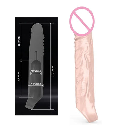S/M/L Penis Enlargement Sleeve Reusable Condom Dick Extender Sleeve Delayed Ejaculation Sex Toys for Men Couples Sex Shop