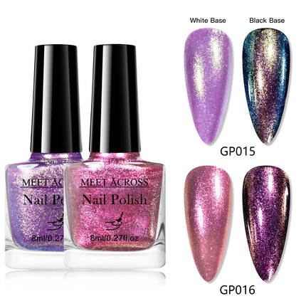 2pcs Chameleon Nail Polish Kit 8ml Natural Dry Saving Time Long Lasting Glitter Nail Art Polish For Manicure DIY Nail Supplies