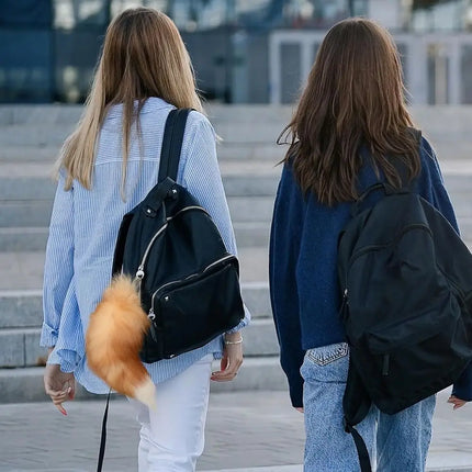 Creaative Faux Fur Fake Fox Tail Pendant Animal Tail Soft Fox Tail Keychain with Metal Clasp Fox Tail Key Ring Bag Decoration