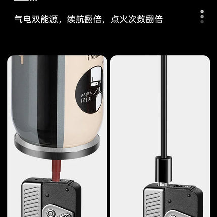 Metal Gas Electric Dual-purpose Folding Lighter Windproof Jet Dual Arc USB Folding Gun Portable Lighter Fashionable Men's Gift