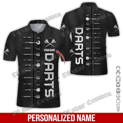 PLstar Cosmos Darts Team Custom Name 3D All Over Printed Premium Men's Polo Shirt Summer Street Casual Short sleeve shirt WK62