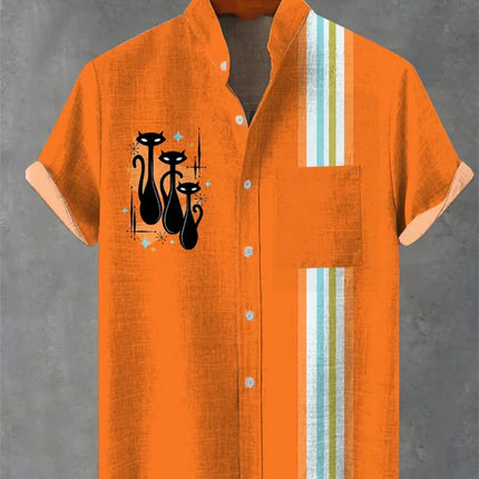 New men's shirt 3D printed Hawaiian shirt men's casual short sleeved top fashionable oversized men's lapel button up shirt