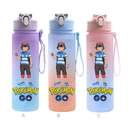 750ML Pokemon Gradient Color Plastic Drinking Bottle Water Bottle Hiking  Outdoor Large Capacit Portable Drink Bottles Cup