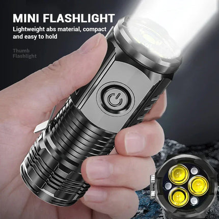 3Led Bright Mini Flashlights Rechargeable Portable Pocket Torch Light Outdoor Emergency Flash Handheld  EDC Lights w/ Pen Clip