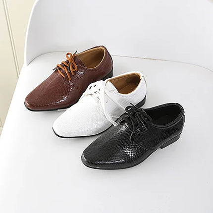 Iawesome Boys Leather Shoes Kids Flats Lace-up Children's Wedding Shoes For Toddlers Boy Big Boys Fashion For Performance
