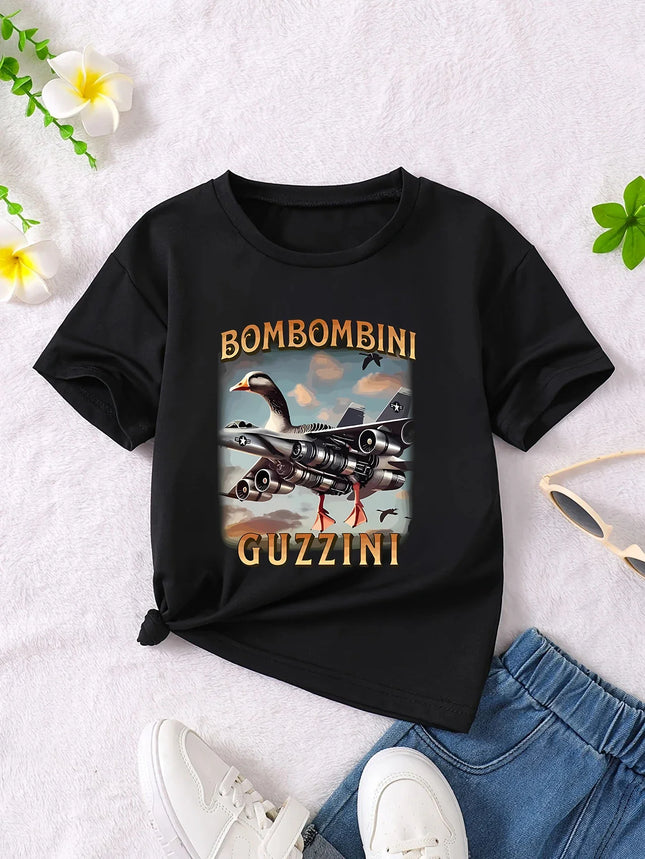 Y2k Boys Girls Italian Brainrot Animals Kids T-shirt Tung Tung Tung Sahur Short Sleeve Tops Funny Meme Cute Tee Summer Clothing