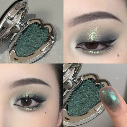Pearlescent Blue Metallic Eyeshadow Palette Punk Smoky Purple Mashed Potato Waterproof Shimmer Glitter Heart-shaped Eye Shadow
