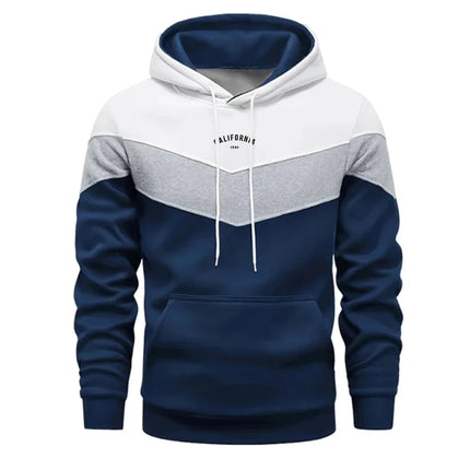 2026 Men's Tracksuit Casual Tri Color Splice Sweatshirt Outdoor Sports Jogging Man Clothing Autumn Winter Single Hoodies Pants